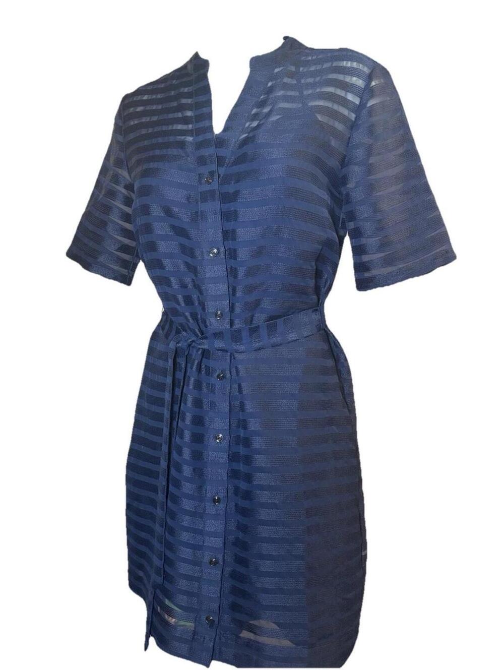 Banana Republic 2 Piece Navy Sheer Stripe Dress Set  Slip Dress